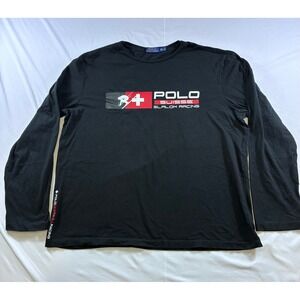 Polo Ralph Lauren Suisse Slalom Racing Long Sleeve Shirt Black XXL Mens